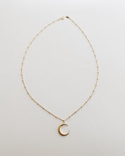 Gold Moon Crescent with bobble chain necklace