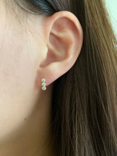 Triple stone bezel earrings