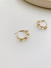 Gold mini hoop with rings earrings - S925 Sterling Silver