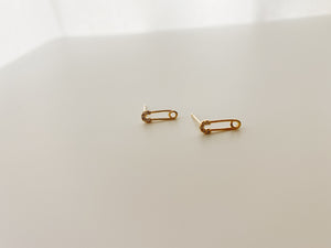 Gold safety pin stud earrings