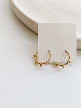 Gold mini hoop with rings earrings - S925 Sterling Silver