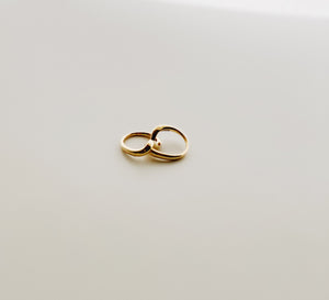 Gold double band crossover ring - S925 Sterling Silver