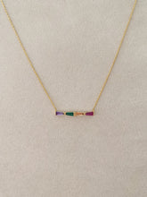 Multi color stone bar pendant necklace
