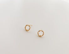 Gold beaded hoop small earring with stones - S925 sterling silver