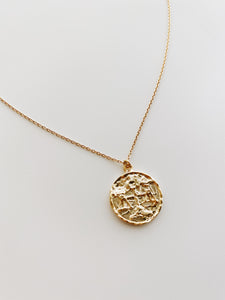 Gold coin pendant necklace -S925 Sterling Silver