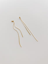 Gold drop ball off dual snake chain earring  - S925 Sterling Silver