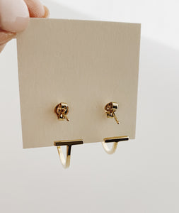 Gold T bar earrings