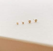 14K Solid Gold CZ bezel (Small) stud earrings