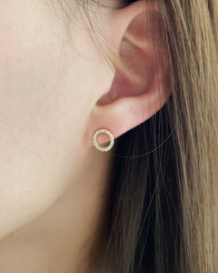 Mini hoop CZ stud earrings  (S)