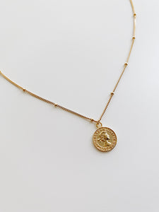 Queen coin gold bobble chain necklace
