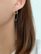 Gold open circle dangle and drop chain earrings - S925 Sterling Silver