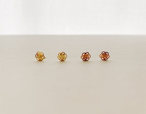 10K solid gold/rose gold open rose stud earrings