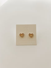 Gold CZ open heart stud earrings