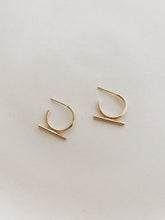Gold open circle bar earring - S925 Sterling Silver