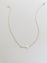 Single stone and pearl gold necklace - S925 Sterling Silver
