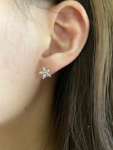 Gold flower CZ stud earrings